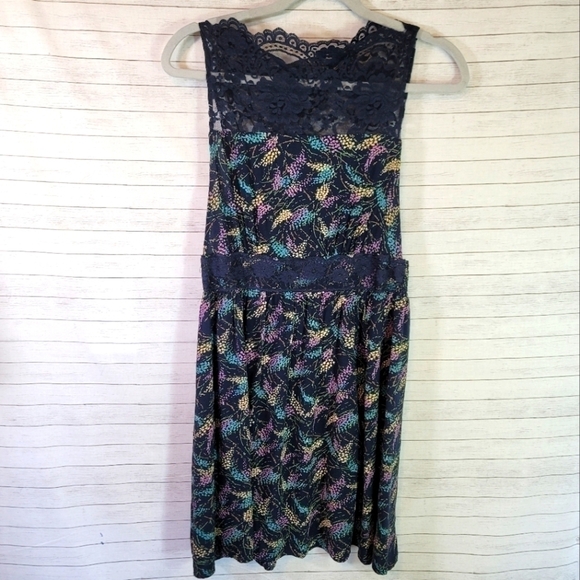 FREE PEOPLE LACE YOKE FLORAL SLEEVELESS DRESS, SZ SMALL - Picture 2 of 13